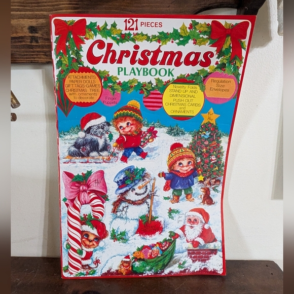 VINTAGE Christmas Playbook 121 Pieces Punch Out Book Paper Dolls Tags Rare NOS VINTAGE Christmas Playbook 121 Pieces Punch Out Book Paper Dolls Tags Rare NOS